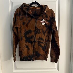 Trader Joes Womens Brown and Black Tie-Dye Zip-Up Hoodie Small